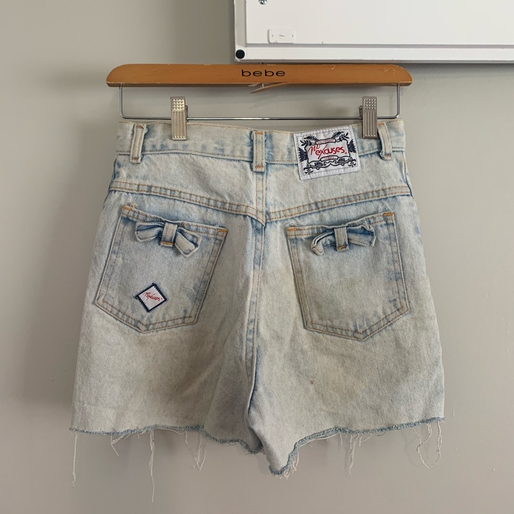 Vintage Denim Shorts Light Wash with Bow Pocket Detail